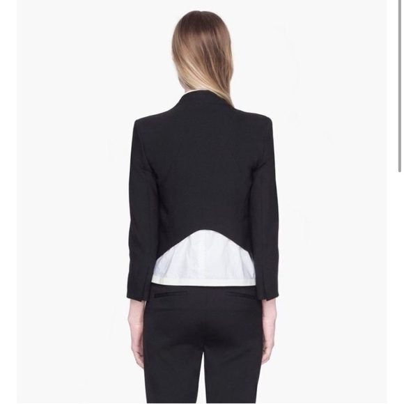 Helmut Lang Puckered Smoking Tuxedo Jacket 6 Black Wool Silk Evening Elegant - Picture 2 of 8